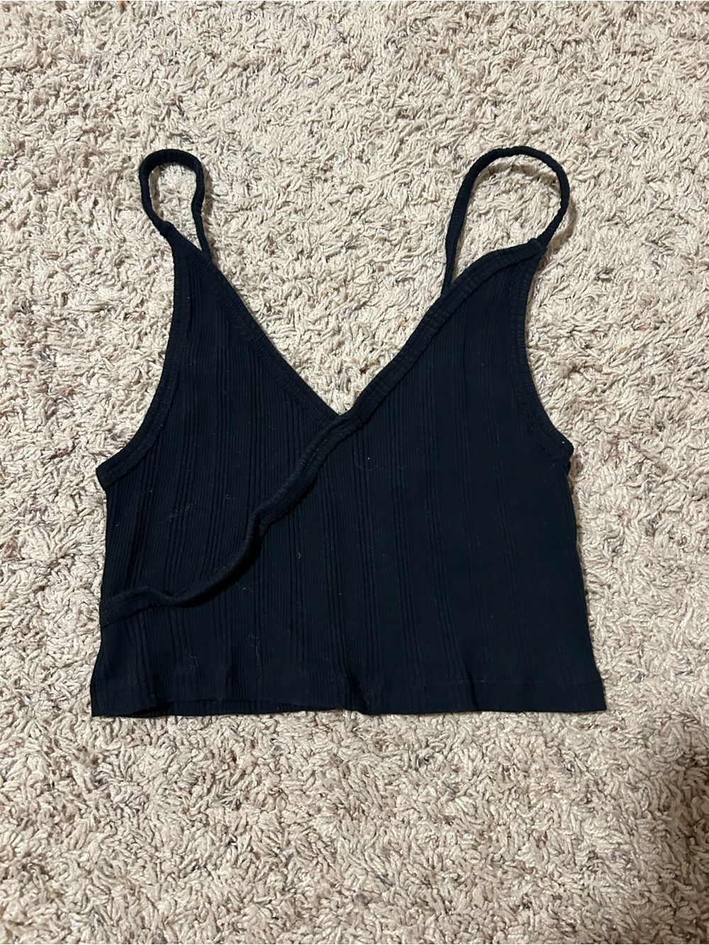 Free People Black Ribbed Wrap Crop Tank - Picture 1 of 3